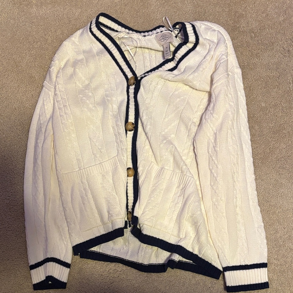 NEW St. John's Bay White Sweater with Black Accents